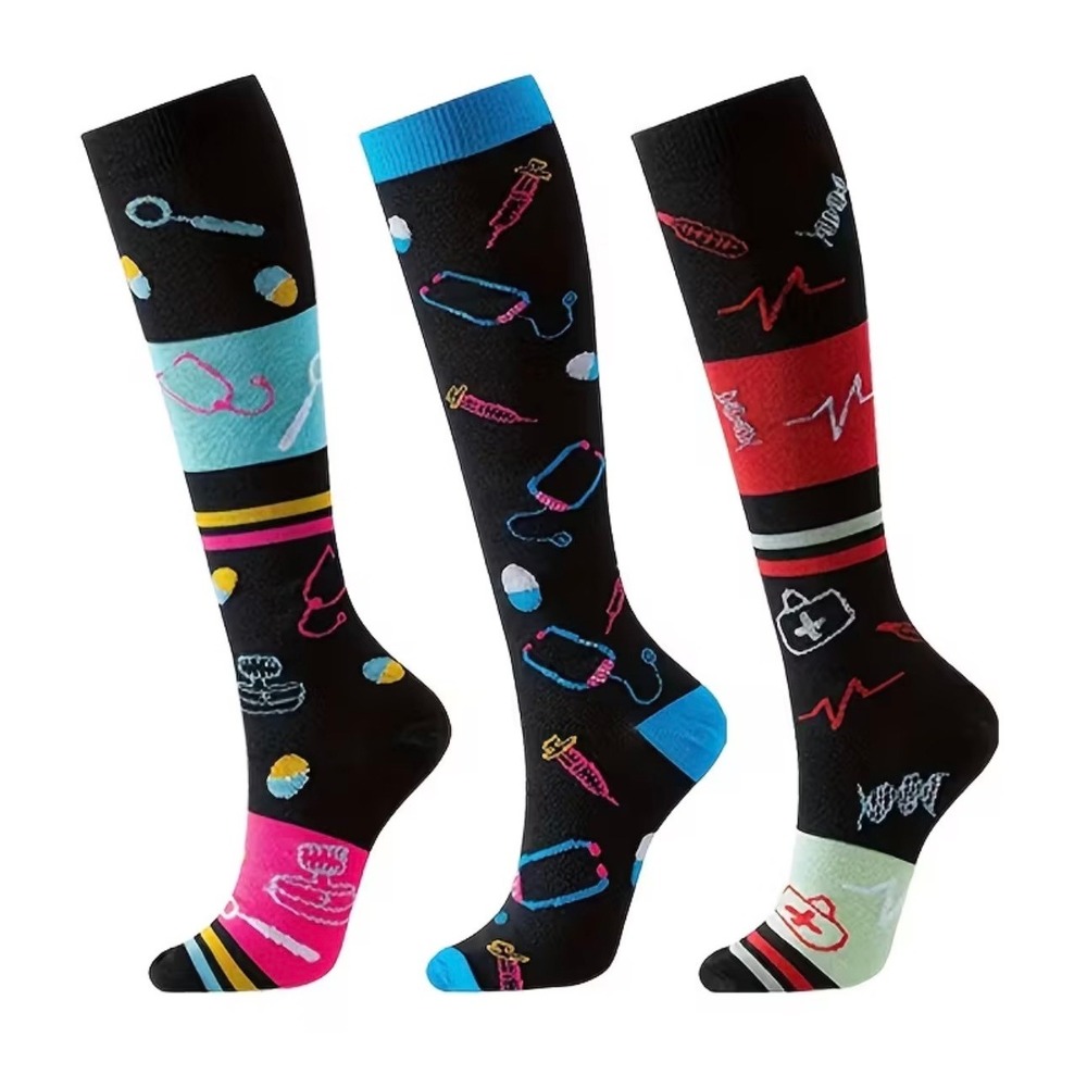 Unisex 20-30‎ mmHg Compression Socks SM/MED Knee High Medical 3 Pack Whimsigoth